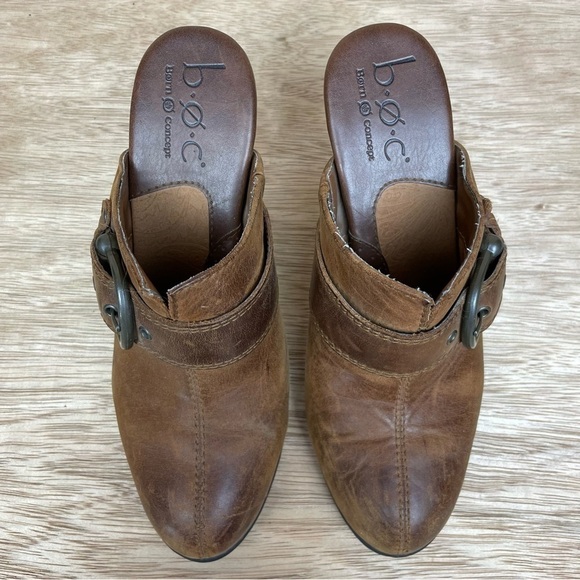 BORN CONCEPT Brown Leather Heeled Mules - Picture 4 of 13